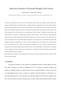 Short-time Dynamics of Frictional Strength in Dry Friction