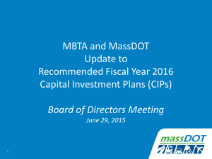 MBTA and MassDOT Update to Recommended Fiscal Year 2016
