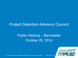 Project Selection Advisory Council – Barnstable Public Hearing October 20, 2014