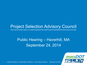 Project Selection Advisory Council – Haverhill, MA Public Hearing September 24, 2014