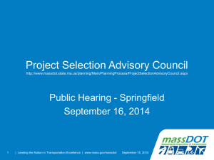 Project Selection Advisory Council Public Hearing - Springfield September 16, 2014
