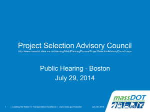 Project Selection Advisory Council Public Hearing - Boston July 29, 2014