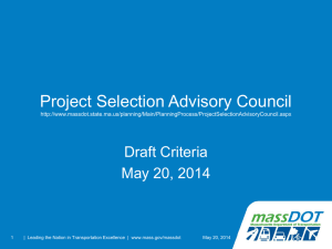 Project Selection Advisory Council Draft Criteria May 20, 2014