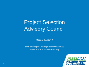 Project Selection  Advisory Council March 13, 2014