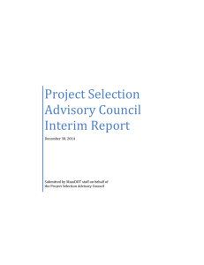 Project Selection Advisory Council Interim Report
