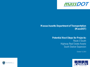 Massachusetts Department of Transportation (MassDOT)  Potential Next Steps for Projects: