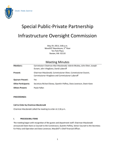 Special Public-Private Partnership Infrastructure Oversight Commission Meeting Minutes