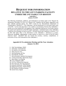 R EQUEST FOR INFORMATION RELATIVE TO THE LOT 5 PARKING FACILITY