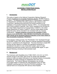ACCESSIBLE PEDESTRIAN SIGNAL INSTALLATION POLICY  I.
