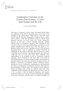 Comparative Literature in the Twenty-First Century: A View lucia boldrini