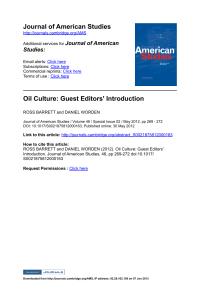 Journal of American Studies Oil Culture: Guest Editors' Introduction Journal of American  Studies: