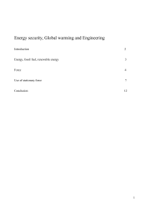 Energy security, Global warming and Engineering