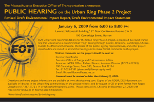 PUBLIC HEARING Urban Ring Phase 2 Project on the