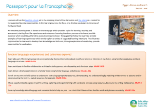 Learning Journey Egypt - Focus on French Overview Second Level
