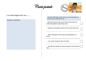 Carte postale I’ve visited Egypt and I can……… Teacher’s comments