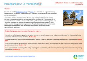– Focus on Modern Languages Madagascar Second level Overview