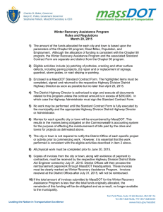 Winter Recovery Assistance Program Rules and Regulations March 20, 2015