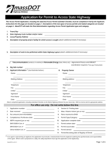 Application for Permit to Access State Highway