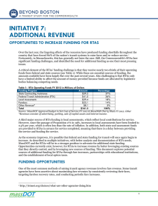 INITIATIVE 7: ADDITIONAL REVENUE OPPORTUNITIES TO INCREASE FUNDING FOR RTAS