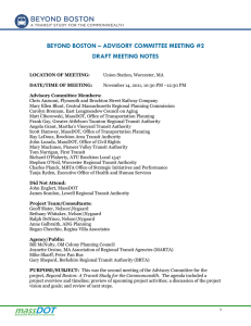 BEYOND BOSTON – ADVISORY COMMITTEE MEETING #2 DRAFT MEETING NOTES