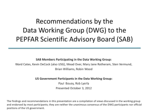 Recommendations by the Data Working Group (DWG) to the