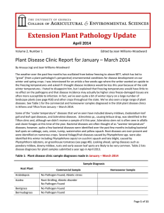 Extension Plant Pathology Update April 2014 Volume 2, Number 1