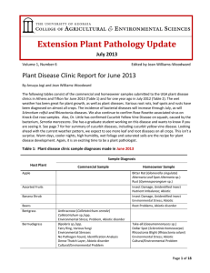 Extension Plant Pathology Update Plant Disease Clinic Report for June 2013