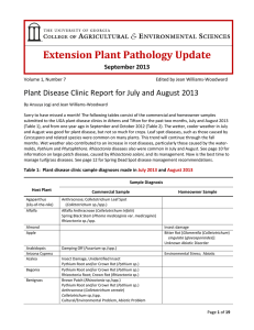 Extension Plant Pathology Update September 2013 Volume 1, Number 7