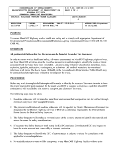 COMMONWEALTH OF MASSACHUSETTS S.O.P.NO. ENV-01-25-1-000 MASSACHUSETTS DEPARTMENT OF TRANSPORTATION PAGE 1 OF 4