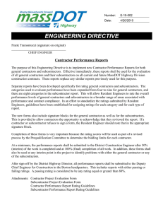 ENGINEERING DIRECTIVE Contractor Performance Reports