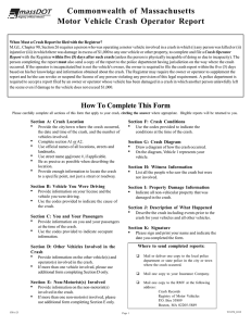 Commonwealth of Massachusetts Motor Vehicle Crash Operator Report