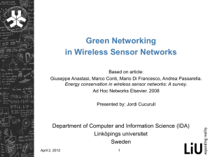 Green Networking in Wireless Sensor Networks