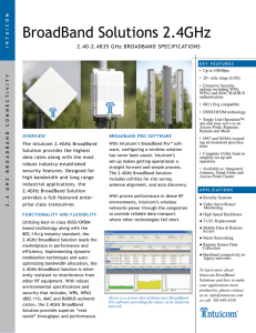 BroadBand Solutions 2.4GHz 2.40-2.4835 GHz BROADBAND SPECIFICATIONS