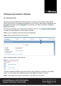 Finding journal articles in Westlaw