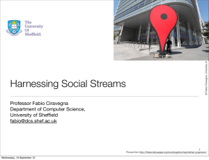 Harnessing Social Streams Professor Fabio Ciravegna Department of Computer Science, University of Sheffield