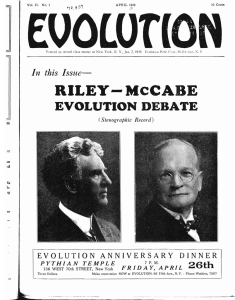 RILEY - McCABE EVOLUTION DEBATE -- In this Issue-