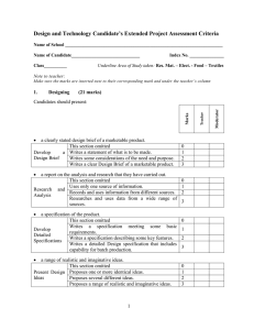 Design and Technology Candidate’s Extended Project Assessment Criteria