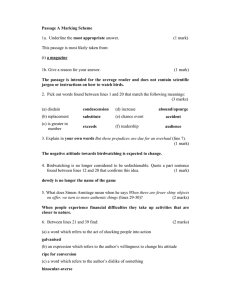 Passage A Marking Scheme  most appropriate