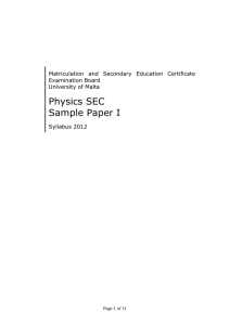 Physics SEC Sample Paper I