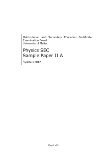 Physics SEC Sample Paper II A