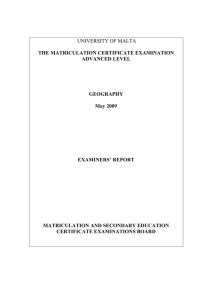 THE MATRICULATION CERTIFICATE EXAMINATION ADVANCED LEVEL GEOGRAPHY