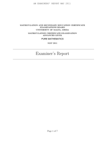 AM EXAMINERS' REPORT MAY 2011