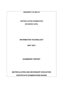 INFORMATION TECHNOLOGY MAY 2015 EXAMINERS’ REPORT