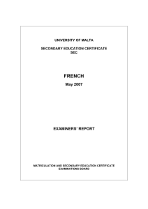 FRENCH May 2007 EXAMINERS’ REPORT