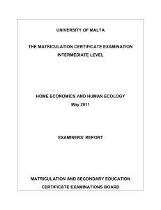 UNIVERSITY OF MALTA THE MATRICULATION CERTIFICATE EXAMINATION INTERMEDIATE LEVEL