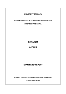 ENGLISH MAY 2012 EXAMINERS’ REPORT