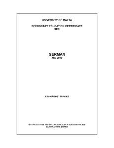 GERMAN  UNIVERSITY OF MALTA SECONDARY EDUCATION CERTIFICATE