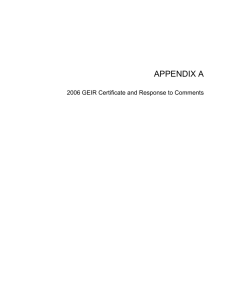 APPENDIX A 2006 GEIR Certificate and Response to Comments