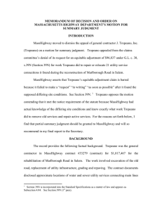 MEMORANDUM OF DECISION AND ORDER ON MASSACHUSETTS HIGHWAY DEPARTMENT’S MOTION FOR