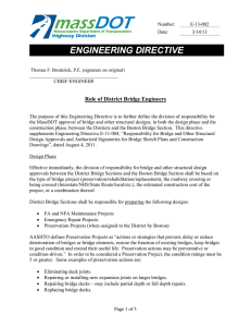 ENGINEERING DIRECTIVE Role of District Bridge Engineers